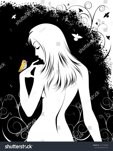 Vector Illustration Naked Girl Bird Stock Vector Royalty Free Shutterstock