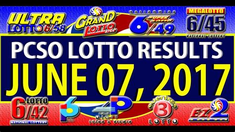 Magnum, damacai & toto live results. PCSO Lotto Results June 07, 2017 (6/55, 6/45, 4D, SWERTRES ...