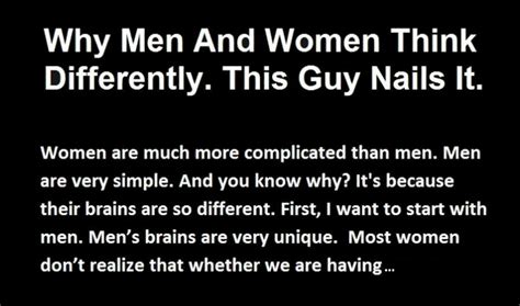Why Men And Women Think Differently This Guy Nails It Truth Inside