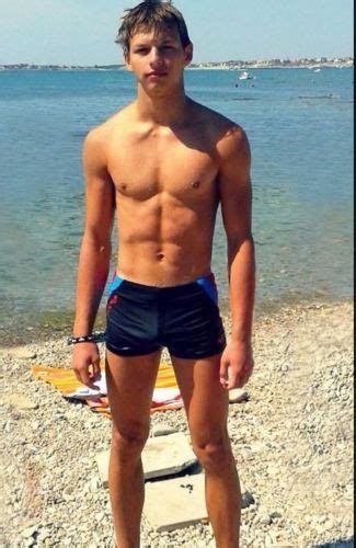 Shirtless Male Muscular Bare Foot Beach Jock Swim Briefs Hunk Photo X