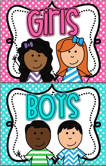 Boy And Girl Restroom Signs Bright Polka Dot Classroom Restroom Sign