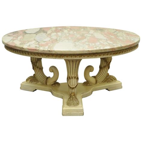 Hollywood Regency Or French Neoclassical Cornucopia Marble Top Coffee