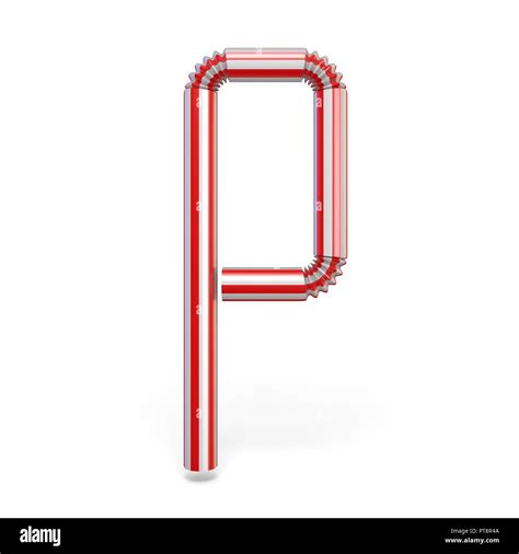 Drinking Straw Font Letter P 3d Render Illustration Isolated On White