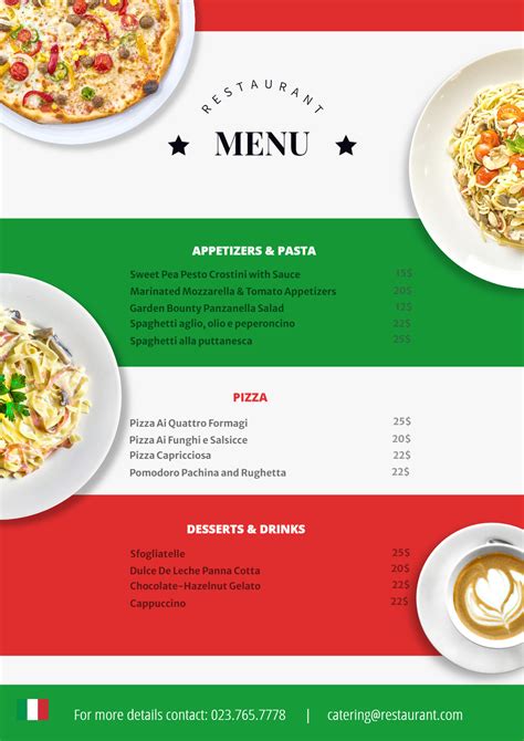 Italian Restaurant Menu Template Tunersread Com