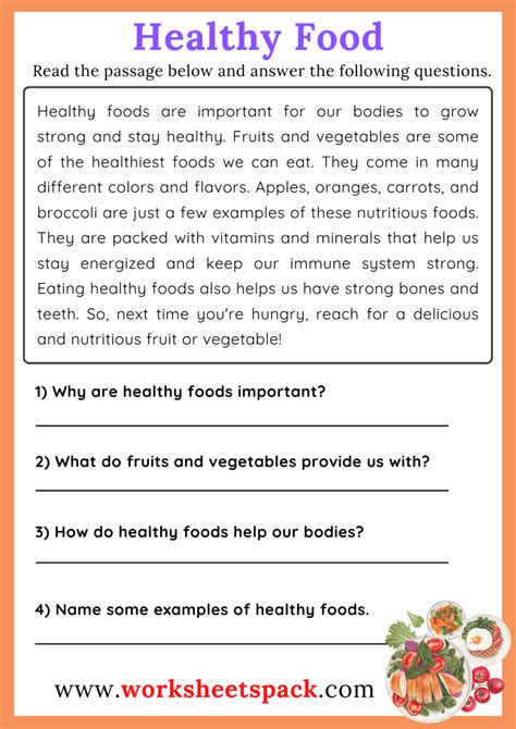 Free Fruits Reading Comprehension Passage About Fruits Worksheetspack