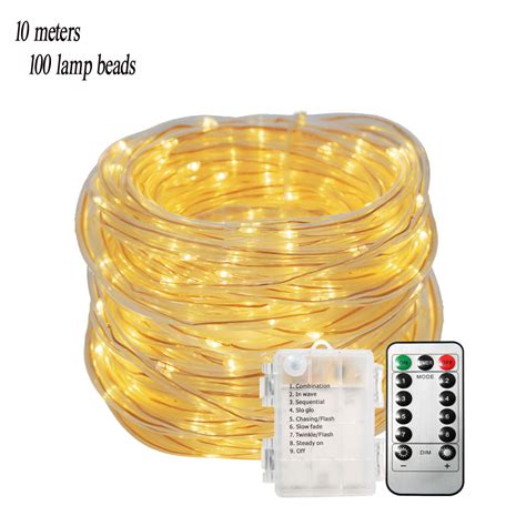 Battery Powered 8 Modes Waterproof 10m Warm White 100led Tube String