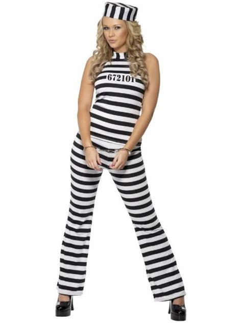 smiffys costumes 49 black and white striped convict cutie women adult halloween costume