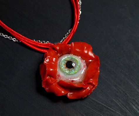 Creepy Eyeball Necklace Eye Pendant Evil Flowers Goth Etsy Goth