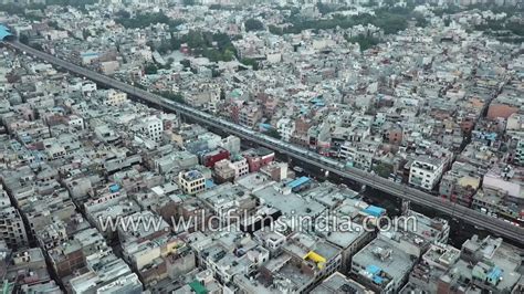 Laxmi Nagar Delhi Aerial View Of Crowded Metropolis In India With