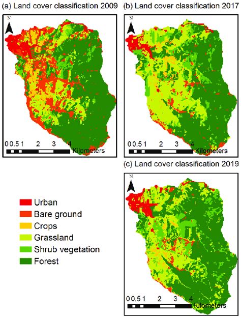 Land Cover Maps Classified For Years A 2009 B 2017 And C 2019