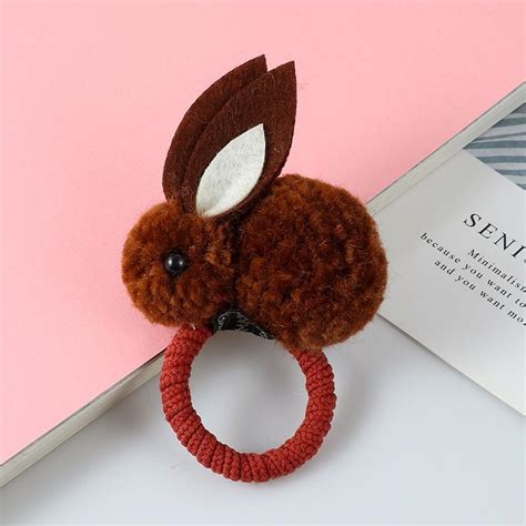 Cheap 1pc Cute Animal Hair Ball Rabbit Hair Ring Princess Headwear Kids