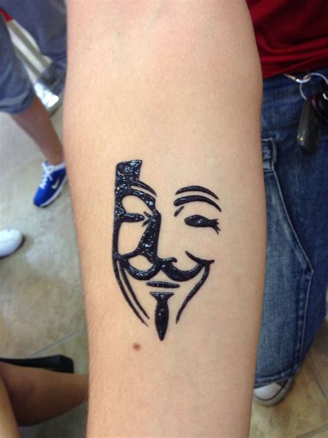 V for Vendetta and anonymous mask henna tattoo | Vendetta tattoo, Mask