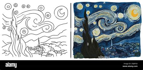 Dibujos De Van Gogh Para Colorear Dibujo De Noche Estrellada De Vincent
