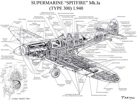 Cutaway Of Spitfire Mk Ia And Cockpit Aircraft Design