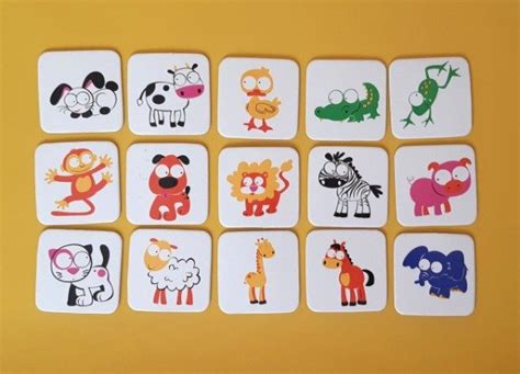 Juego De Memoria Animales Caja De Cartón Tus Manitos A La Obra