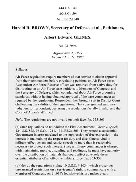 Harold R Brown Secretary Of Defense Et Al Petitioners V Albert