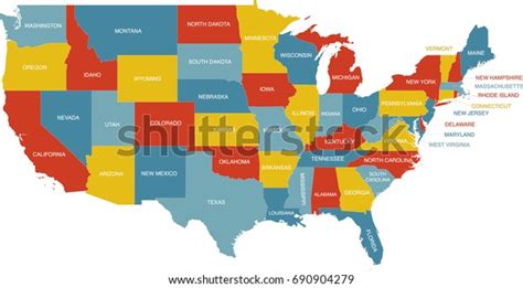 United States Map State Labels Stock Vector Royalty Free 690904279