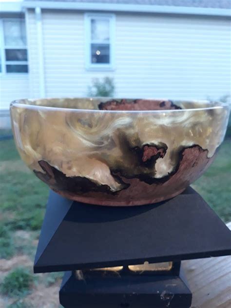 Cherry Burl Bowl With Resin Etsy