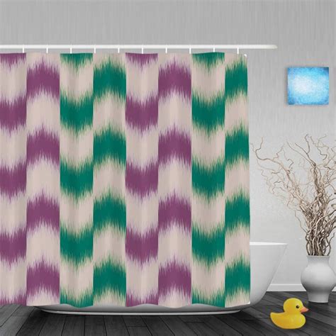 Abstract Pattern Bathroom Shower Curtains Vintage Zigzag Home Decor