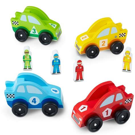 Melissa And Doug Wooden Race Car Vehicle Set Toy Car Toy Race Track