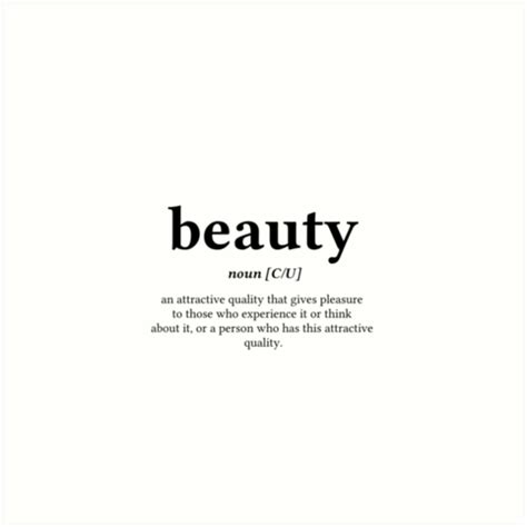 Beauty Word Definition Center Black Text Art Print By