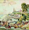 on the volga 1910 Boris Mikhailovich Kustodiev Painting in Oil for Sale