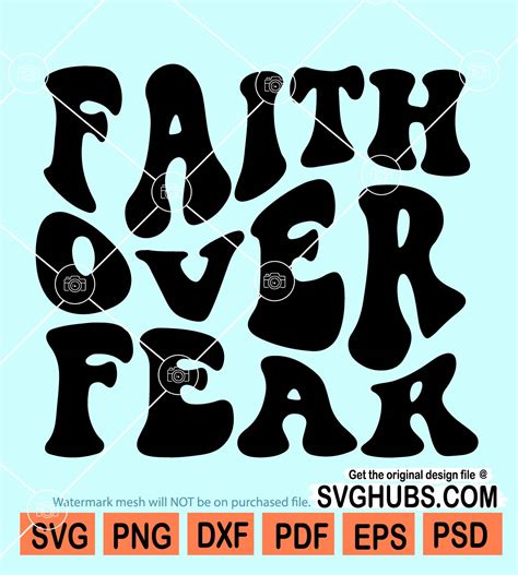 Faith Over Fear Svg Retro Letters Svg Wavy Letters Svg Christian Svg File Faith Over Fear Png
