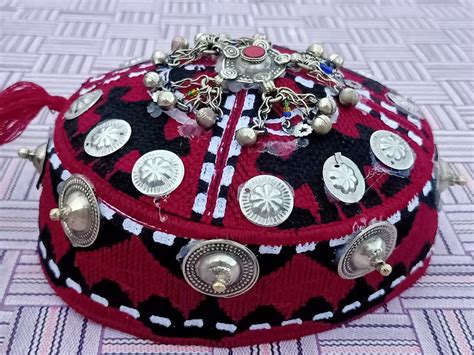 Afghan Mazari Turkman Red Cap With Hand Made Embroidery From Etsy