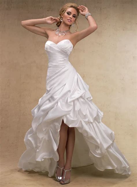 High Low Wedding Dress Short Front Long Back A Line Sweetheart White