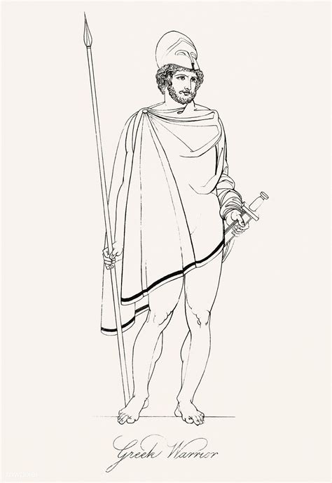 Greek Warrior From An Illustration Of The Egyptian Grecian And Roman