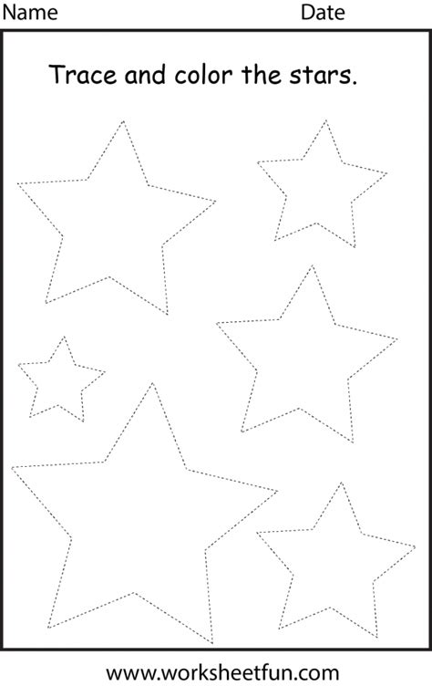 Shape Tracing – Star – 1 Worksheet / FREE Printable Worksheets