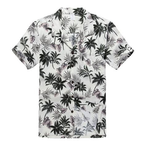 Hawaiian Shirt Aloha Shirt In Off White Palm Tree Walmart Com