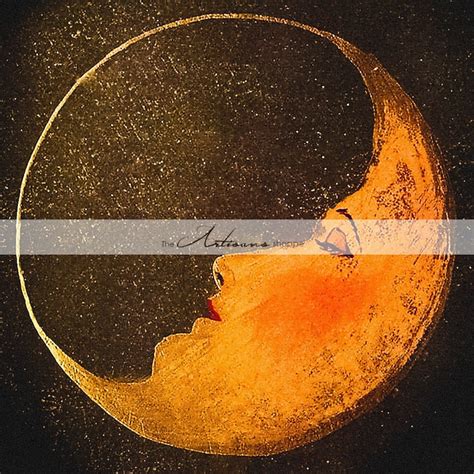 Digital Download Printable Art Antique Moon Face In Quarter Etsy