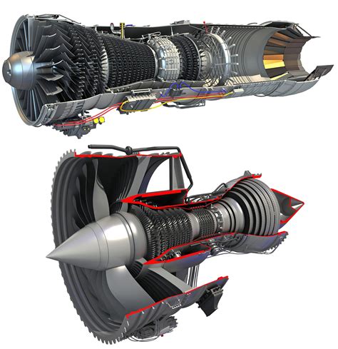 2 Sectioned Turbojet Engines 3d Cgtrader