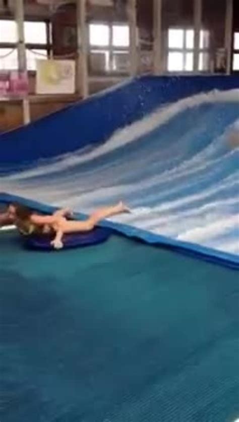 Girl On Flowrider Falls Off Board Then Faceplants In Water Jukin