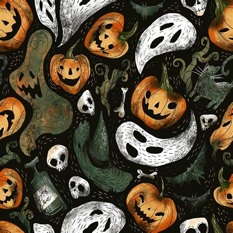 Happy Halloween Seamless Pattern By Dariank Redbubble