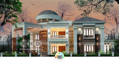 Grand Semi Colonial Style Dome Home Design Kerala Home Design