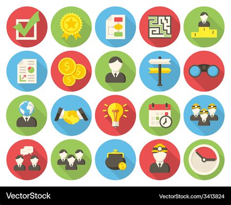 Business Round Icons Royalty Free Vector Image