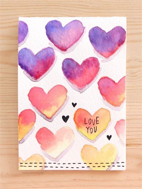 Watercolor Heart Valentines Card Pictures Photos And Images For