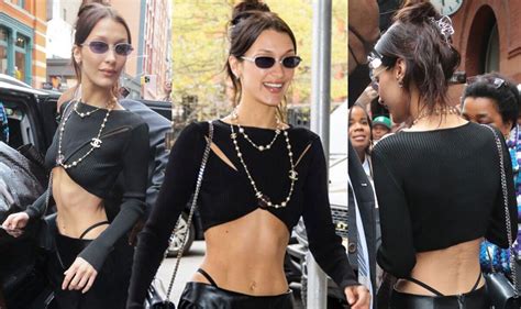 Bella Hadid Flashes Underwear As Model Unveils Abs In Crop Top Ahead Of
