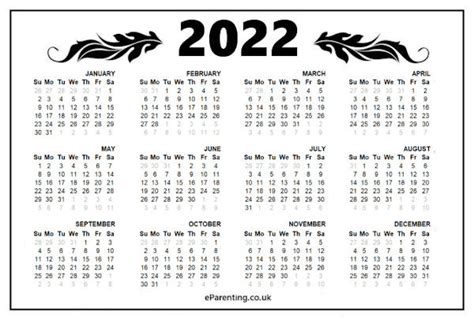 2022 Calendar Printable One Page 2022 One Page Calendar Printable 9