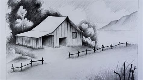 How To Draw Landscape For Beginners Pencil Sketch Scenery Drawing Images And Photos Finder