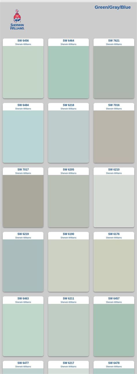 Sherwin Williams Paint Color Chart Blue Gray Blue Green Gray Paint My