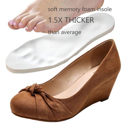 Luoika Women S Wide Width Wedge Shoes Slip On Round Toe Tan Suede Size 9 0 C Ebay