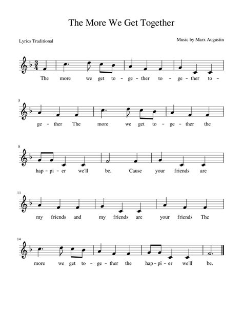 D g c the more we get together the happier we'll be. The More We Get Together sheet music for Piano download ...