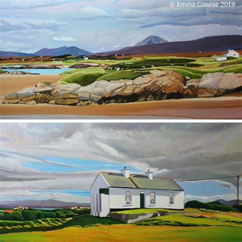 Two Paintings Of Donegal Ireland By Emma Cownie Top View From Fall
