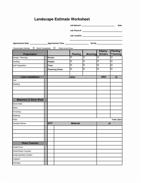 Lawn Care Estimate Template Free Printable Calendars At A Glance