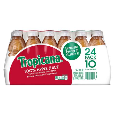 Tropicana 100 Apple Juice From Concentrate 24 Pack Of 10oz Bottles