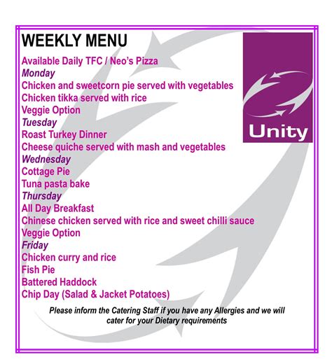 Current Menu | Unity College