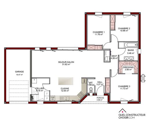 Plan de maison plain pied 100 m² Quel constructeur choisir